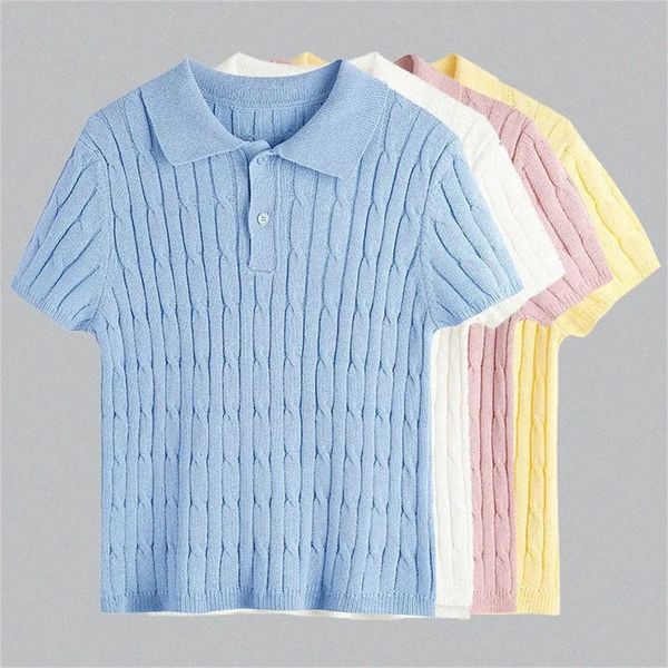 Designer Knitting T-shirt Women&#039;s Sweaters Delicate Embroidered Sweater Woman Round neck Slim Large Undershirt Swearter Short Sleeve ts