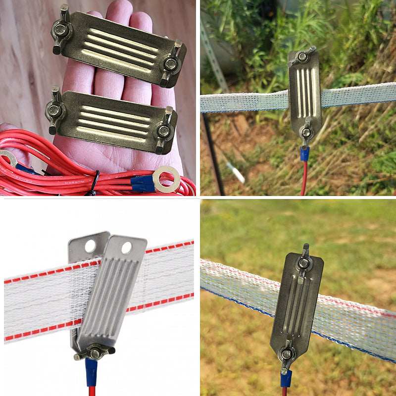 Electric Fence Tape Connector with 2 Pieces Tape Plates 40mm Electric Tape for Electric Fence Connection