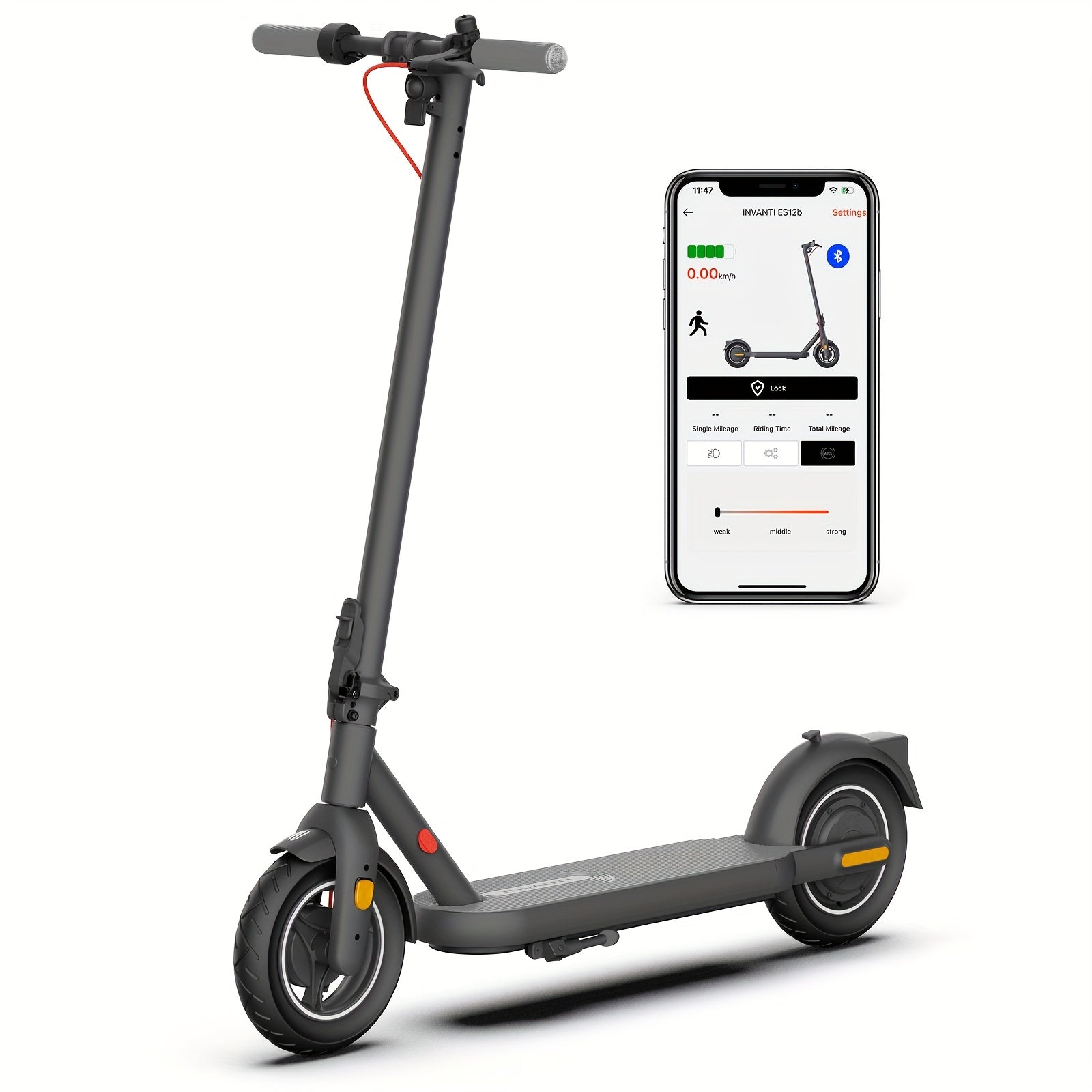 TEMU 10" Solid Tires Foldable Electric Scooter For Adults & Teenagers, 350w Motor, 19 Mph, Long Range, App Control, Dual Turn & Lcd Display, Idea