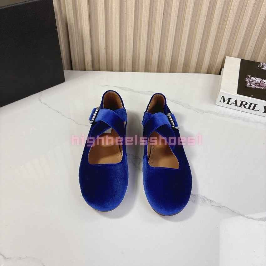 Flat cross leopard haircalf ballet shoes Designer woman sandals velvet Mule Slippers women Slides alias women round toes Leather rubber sole Japones