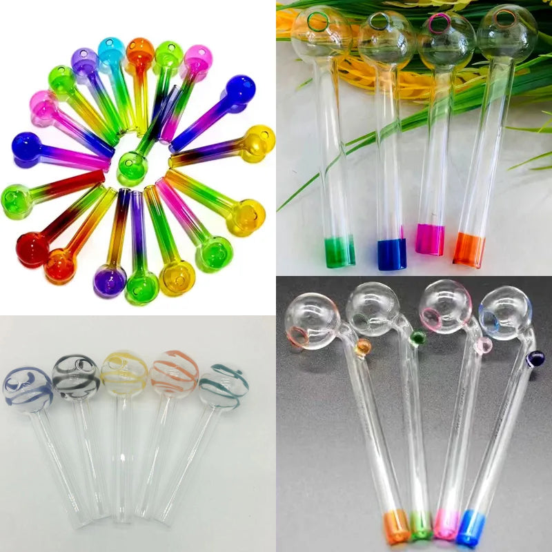 Colorful Glass Oil Burner Bubbler Pipe 10cm 12cm 14cm 18cm 4 inch 5.5 inch Smoking Dab Burners Pryex Clear Well Popular Smoke Pipes Accessories