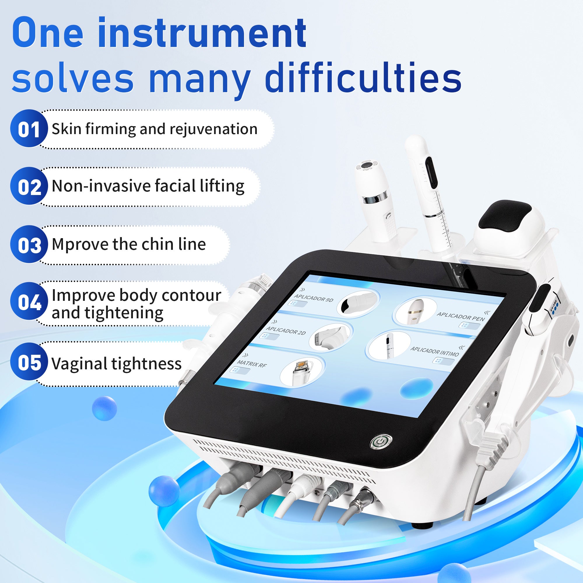 Professional 5-In-1 Hifu Device - Microneedling + Intimate Care - Eye Rejuvenation & Fat Burning - Multi-Functional Beauty Machine