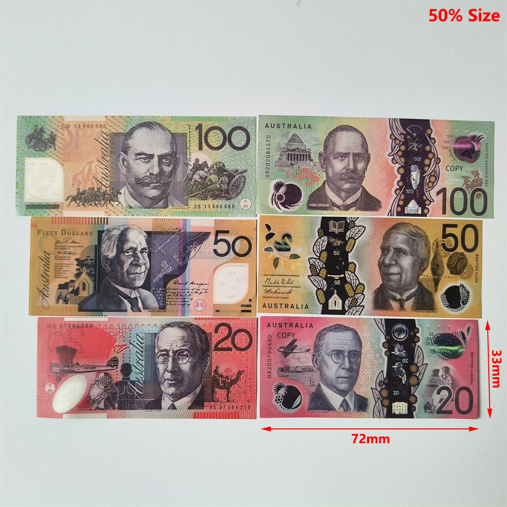 High-Quality Novelty AU Fake Money Australian Dollar Australian Counterfeit Note Prop Money for Movies & Gaming