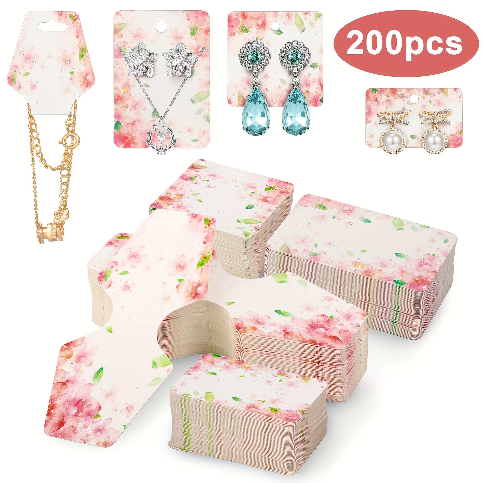 TEMU 200pcs Cardboard Jewelry Display Cards Set, Bracelet Display Cards, Hang Tags Card, Key Chains, Earring Packaging Cards For Necklaces, Gift For