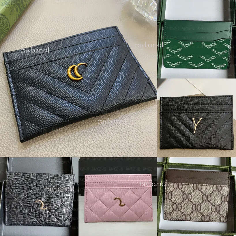 Designer Credit ID Holder Sheepskin Leather Wallet Money Bags Plaid Cardholder Billfold Case For Men Women Mini Card Holders Coin Purse Bag With box