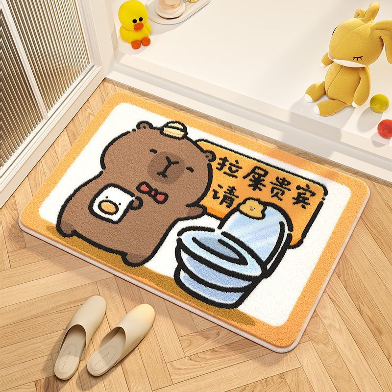 Bathroom Floor Mat Rectangular Small Carpet Bathroom Toilet Door Plush Absorbent Foot Mat