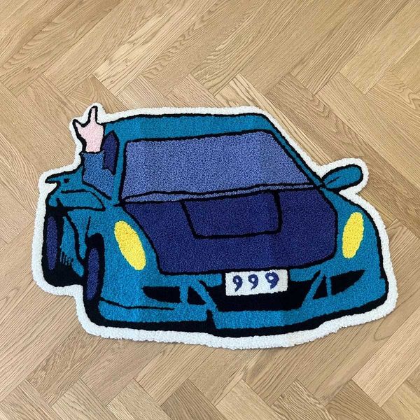 Passionate racing style plush carpet for boys Ro bedding carpet decoration anti slip floor mat door mat he decorates Y240102