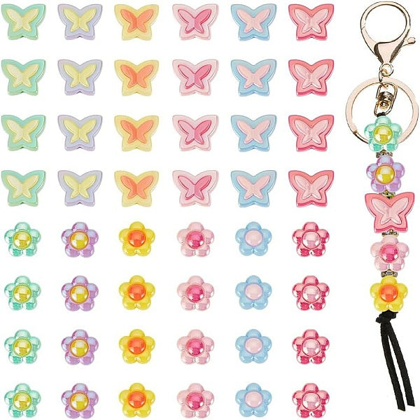 48 pièces 12 styles de perles acryliques de placage