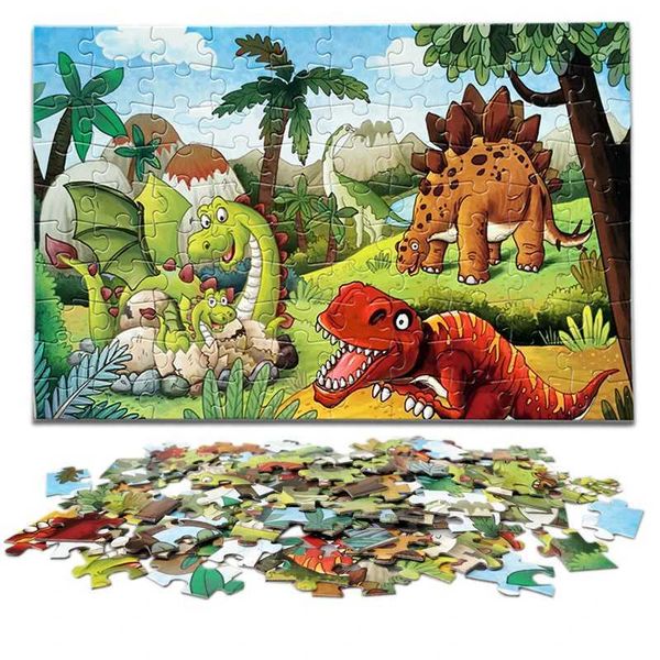 38*25cm 100PCS Paper Jigsaw Puzzle Dinosaurs Animal Series Reduced Stress Educational Toys Christmas Gift Kids and Adults Toy LX241024