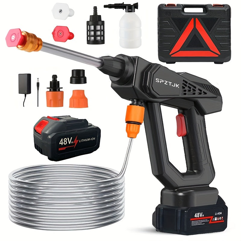 TEMU Cordless High-pressure Car Washer - Portable Rechargeable Electric Cleaning Tool With 450psi Water , Foam Cannon, Car Washing Machine, For