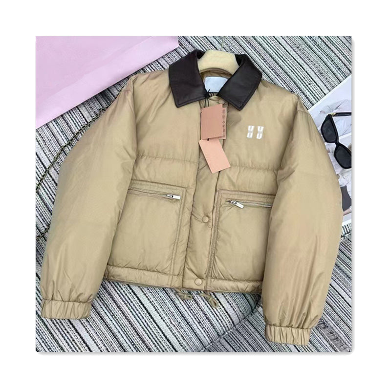 Winter women down designer down jackets polo collar short letter print student style cute and simple womens jacket fashion windproof warm loose wome