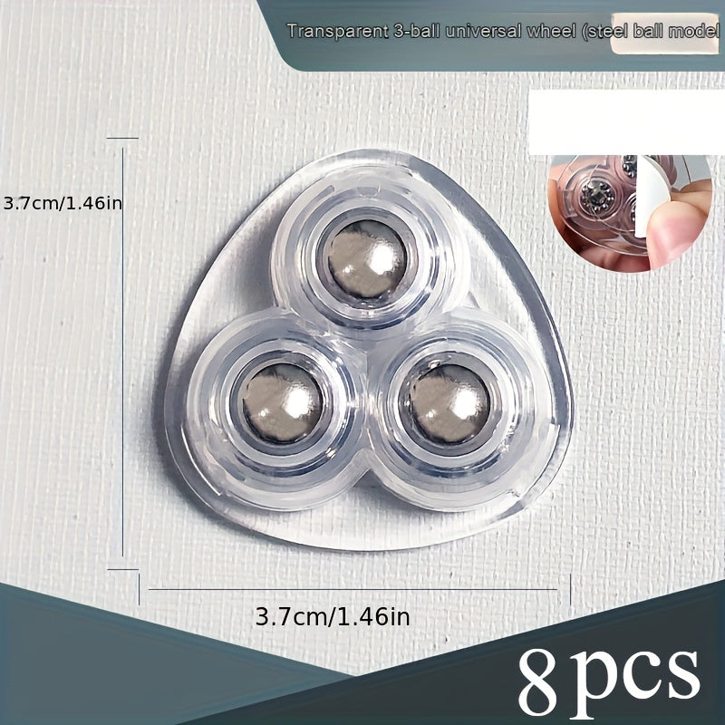 TEMU 4-8pcs Self-adhesive Ball Caster Wheels, 360° Rotating Swivel For Trash Can, Storage Box, Furniture, Mini Appliances - Abs Material With Steel