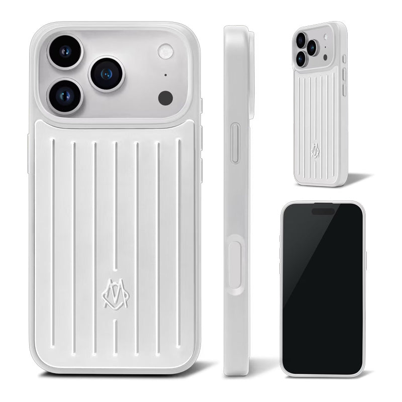 Silver Phone Case Suitcase Designer iPhone Case for Apple iPhone 17 Pro Max 16 15 14 13 Polycarbonate Aluminium Alloy MagSafe Weave Back Cover Coque