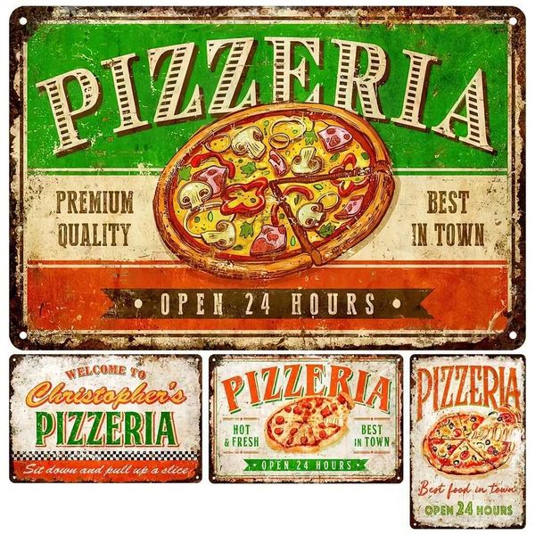 High Quality Vintage Art Pizza Metal Tin SignShop Kitchen Ideal Gift For Dining Car Canteen Restaurant People who like good food Wall Decor