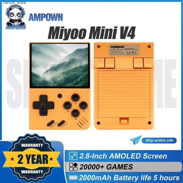 Portable Game Players AMPOWN Miyoo Mini V4 Console Handheld Game Player 2.8-inch I OCA Portable Video Game Console 2000mAh Linux System Retr