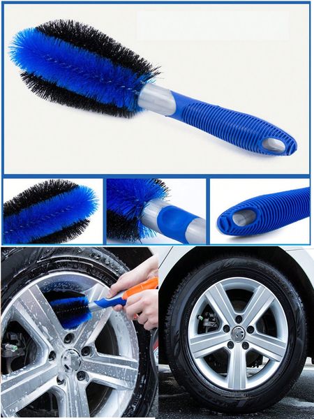 1pc car wheel brush blue handle tire brush special for cleaning wheel rims car washing tool cleaning brush