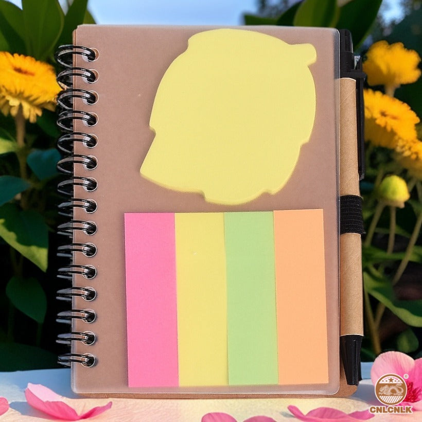Small Spiral Kraft Paper Notebook Set A6 Equipped With 6 Books And 25 Tear Off Sticky Notes, Suitable For Business And Office Supplies
