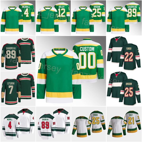 2023 Reverse Retro Hockey 12 Matt Boldy Jersey 47 Alex Goligoski 89 Frederick Gaudreau 25 Jonas Brodin 4 Jon Merrill 21 Brandon Duhaime 28 L