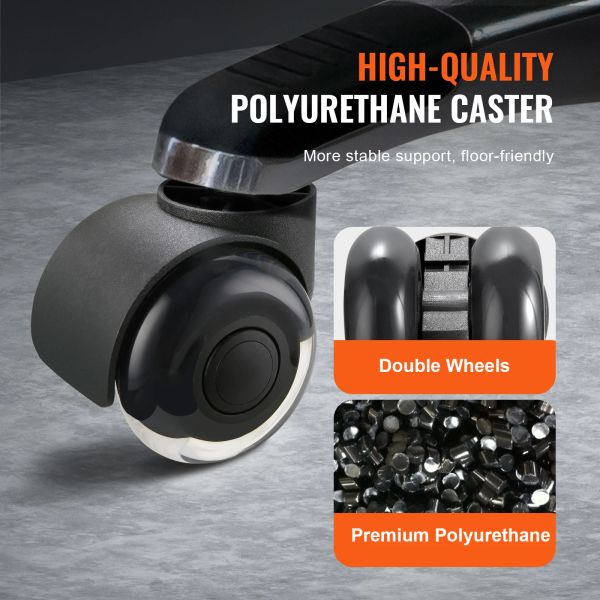 VEVOR 2-3 inch Set of 5 Office Chair Wheels Replacement Computer Gaming Desk Universal Caster for Hardwood Floors and Carpet