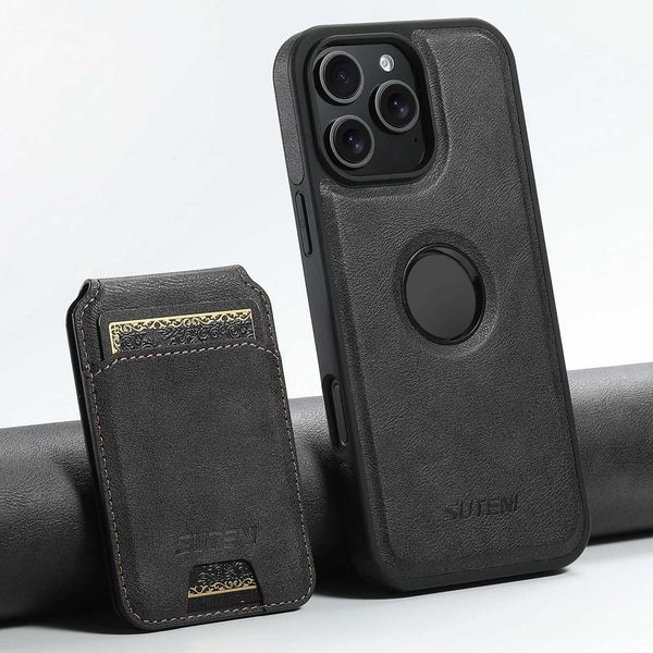 SUTENI PU Leather Phone Case Wireless Charging Magnet Card Holder Stand For iPhone 16 Pro Max 15 Plus 14 Pro 13 12 Z250114