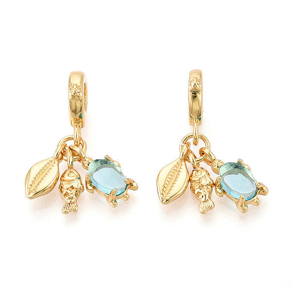 Breloques pendantes européennes en laiton et verre