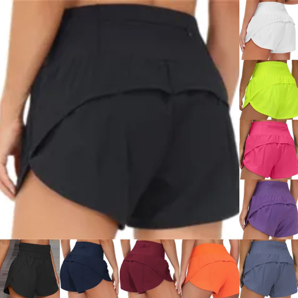 1-1 Speed Up High-Rise Lined Short Waist Sports Shorts Women&#039;s Set Quick Drying Loose Running Clothes Back Zipper Pocket Fitness Yoga