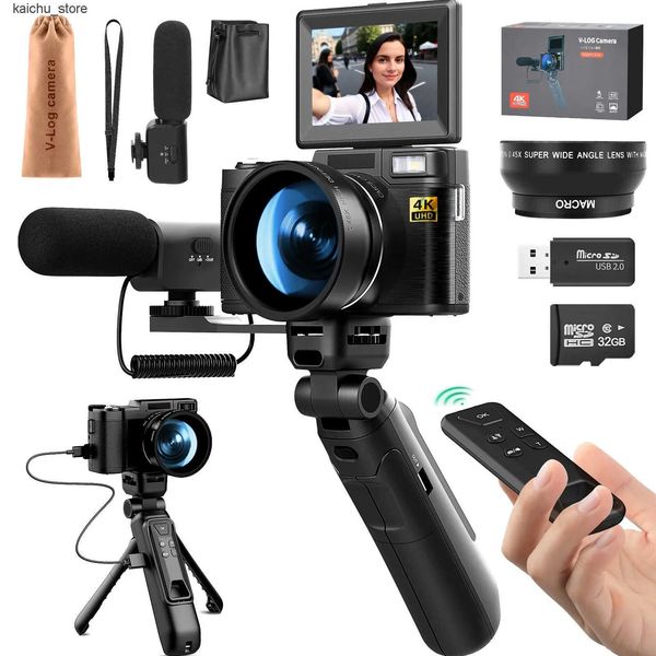 G-Anica 4k Digital Cameras Photography48MP Video Camera for YouTube Vlogger Kit-Microphone Remote Control Tripod Grip J241213