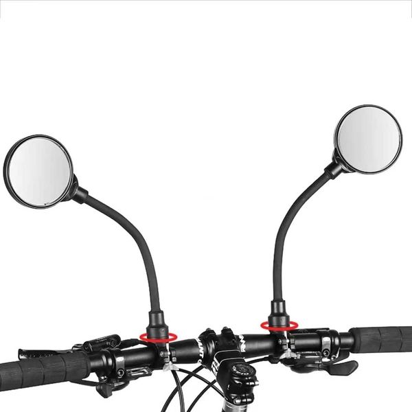 2pcs Long Bicycle traschview Handle Mirror 360 Para Mountain Bikes Motorcycles Mangueiras Curvadas Espelho Retrocínio Ajustável W241113