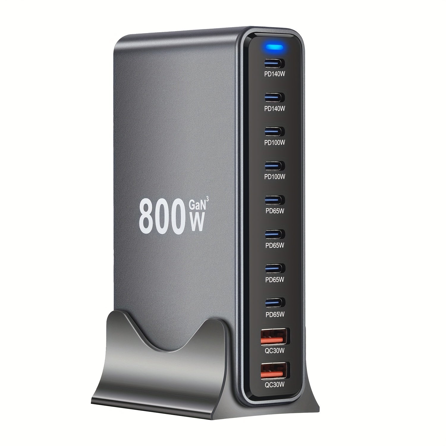 TEMU New 800w Gan Pd Charger, 8c2a Charging, 10-port Desktop Charger, Desktop Fast Charging Solution, Portable.