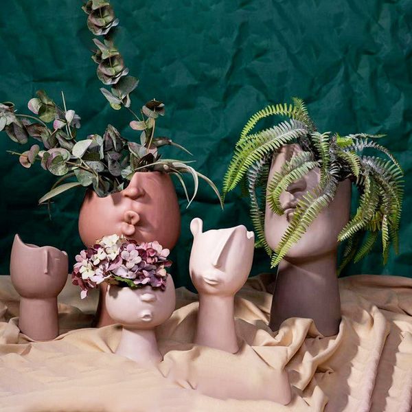 ddmygifts Nordic Ins style creative homestay model room decoration ornaments, ceramic art arrangements, facial vases, flower utensils A