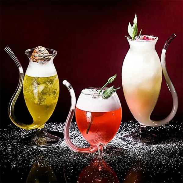 Wine Whiskey Glass Heat Resistant Glass Sucking Juice Milk Cup Tea Wine CupB240719