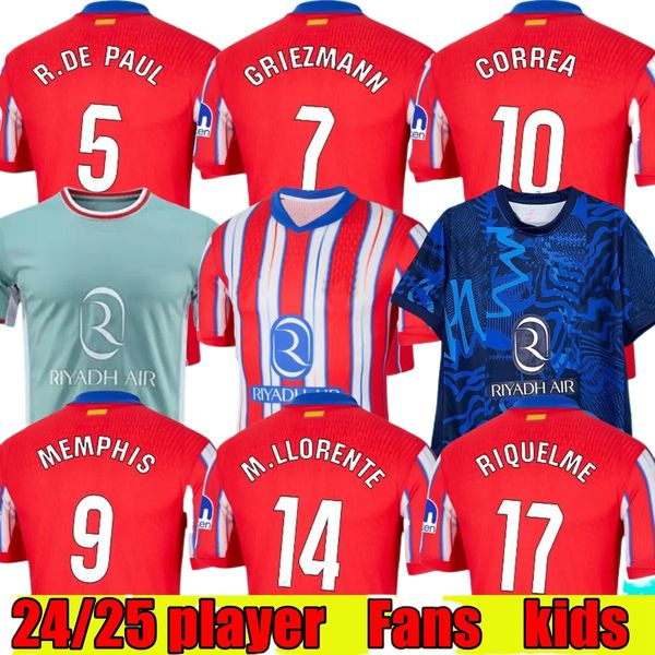 soccer jerseys 24 25 MEMPHIS home 2024 M. LLORENTE Atletico Correa camiseta football shirts kids GRIEZMANN R. DE PAUL CARRASCO 120th Anniver