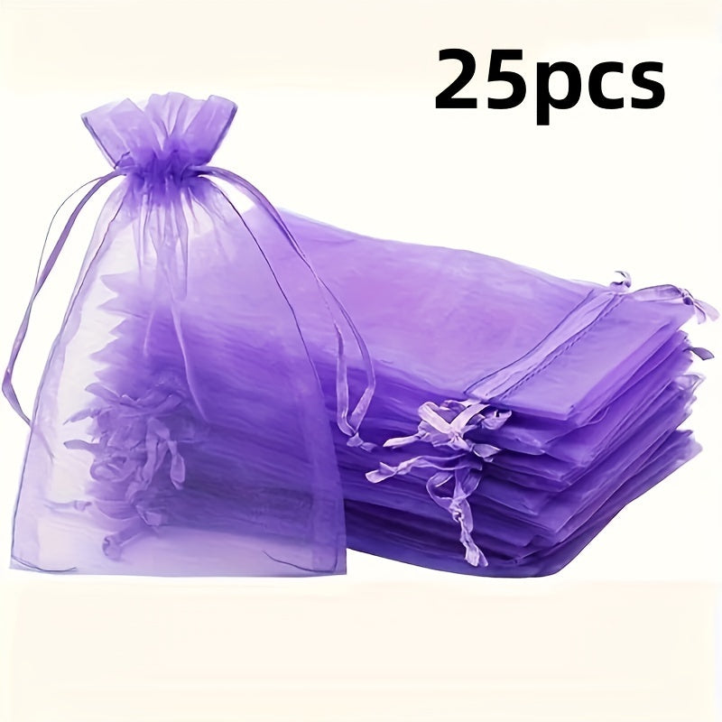 TEMU 25pcs Organza Drawstring Gift Bags For Jewelry, Small Gifts, Party Favors – Wedding Party Holiday Gift Bags, Candy Bags