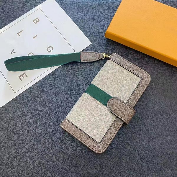 Luxury Leather Flip Wallet Phone Case for iPhone 16 15 14 13 12 11 Samsung S25 S24 S23 S22 Wrist Strap Card Holder Magnetic Snap-button Clos