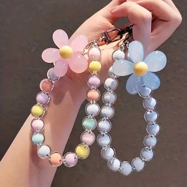 Straps Charms Macaron Color Mobile Wrist Strap Womens Hand-held Chain Short Anti-lost Cell Phone Case Cute Lanyard Key Pendant J241108