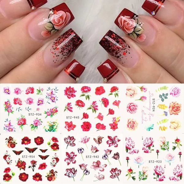 Embossed s Nail Stickers Fl Wraps Tips Decals DIY Nail Art DecorationT250110