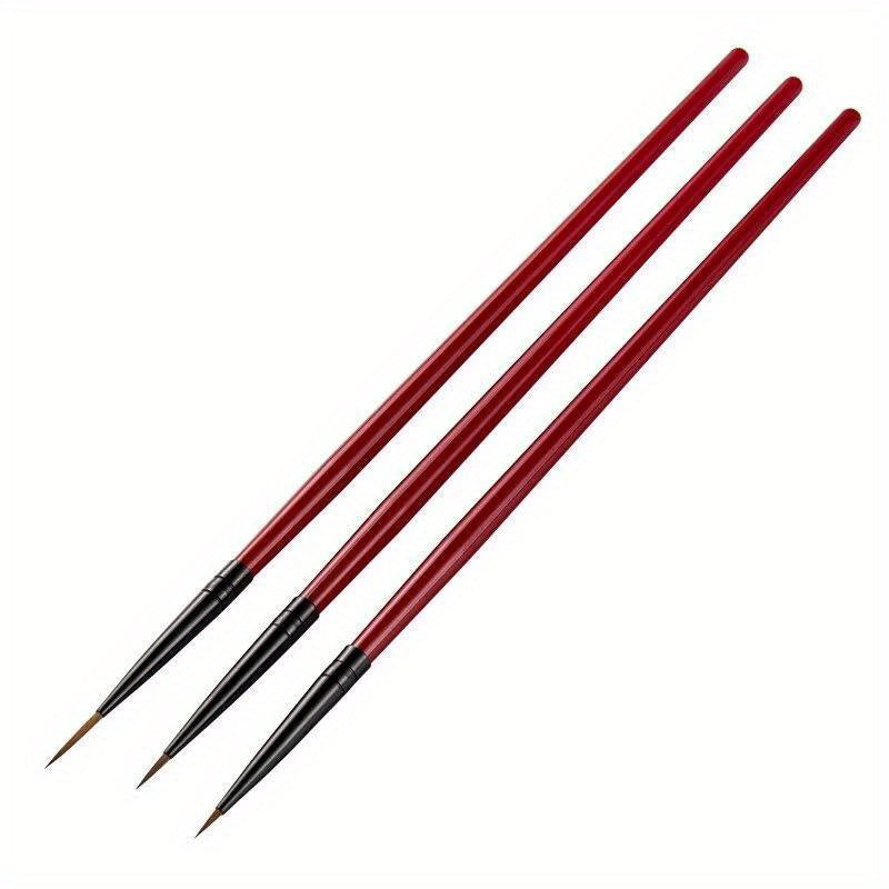 TEMU 3pcs Nail Art Liner Brushes Set - Precision Thin Stripe Line Drawing Pens For Gel Tips & French Design Manicure, Diy Nail Art Tool, Precision