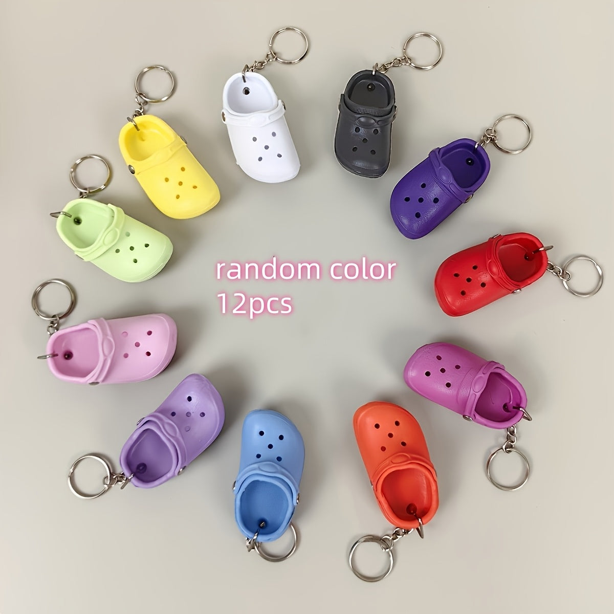 TEMU Deeplan Mini Slippers Keychain - Cute Yellow Rubber Shoe Keyring With Closure, Perfect For Backpacks, Car Accessories, Party Favors, Christmas