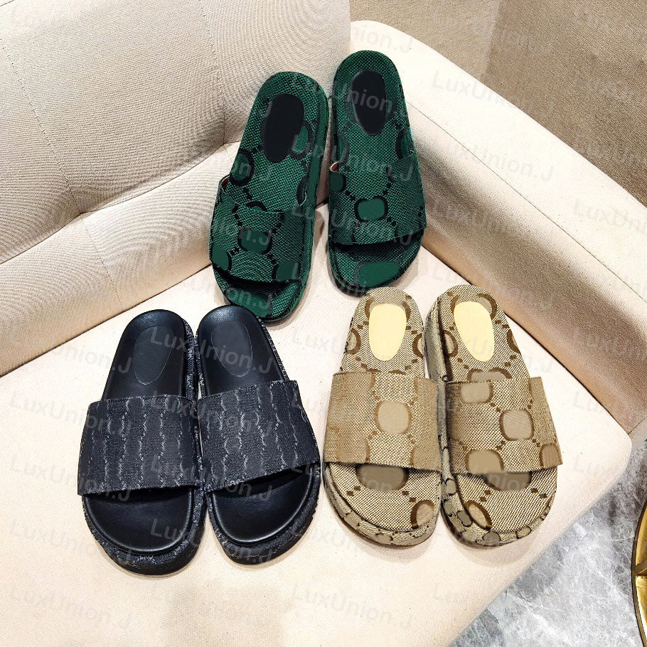 Designer Slipper Women Classic Sandals Embroidered Canvas Flat Mules Platform Embroidered Linen High Heel Sandal Men Platform Sliders Shoes 35-45