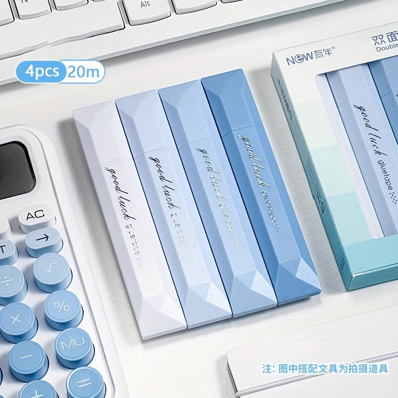 TEMU 4pcs 360° Rotating Double-sided Dot Glue Pens - 5m X 6mm, Large Capacity, Traceless Adhesive For Scrapbooking, Diy Crafts, School & Office