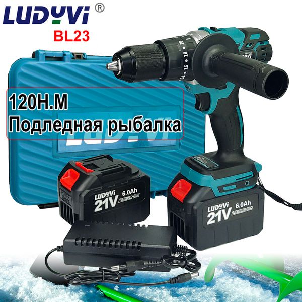 Electric Drill 21V 1M Brushless 120NM 4000mah Battery Cordless Screwdriver With Impact Function Can Ice Power Tools 221208