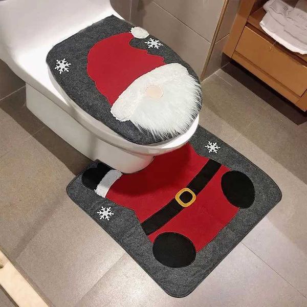 Christmas toilet seat cover with carpet suction toilet cover dust-proof toilet seat cover for Christmas W241204