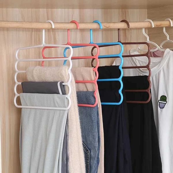 MultiFunctional 5 Layers Pants Hangers Holders Trousers Hanger Storage Rack Clothes Hanger Space Saver Wardrobe Closet OrganizerXJ240216