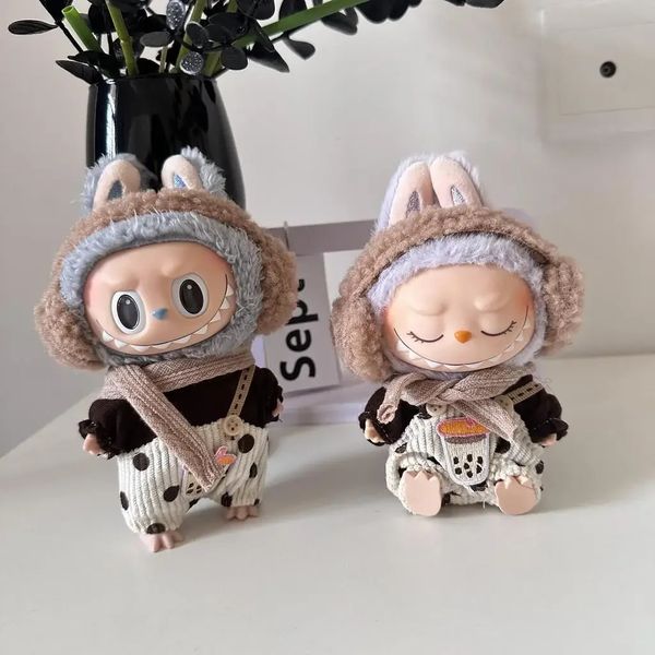17cm Mini Plush Dolls Roupas de roupas Acessórios para a Coréia KPOP EXO Labubu Idol Autumn e Winter Set Clothing Presente 241219