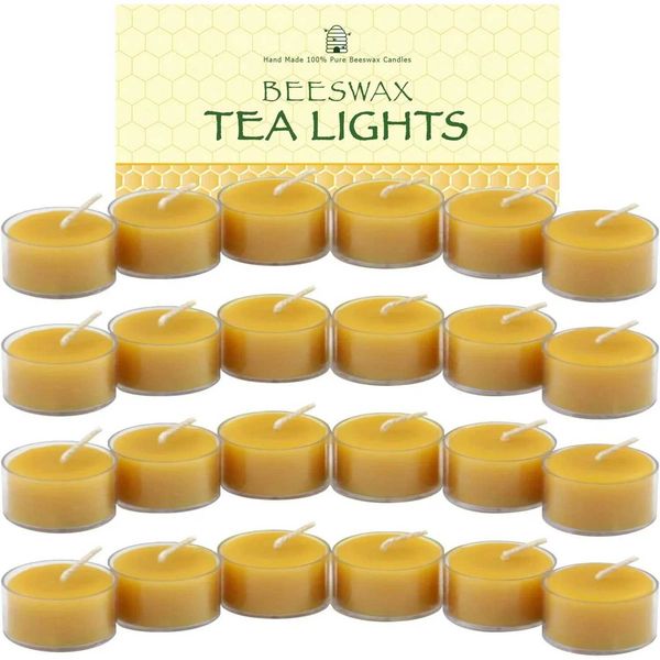 12-48Pcs Natural Beeswax Tea Candles Smokeless Eco-Friendly Candles Xmas Teght Votive Candle For Home Atmosphere Spa DecorC241214