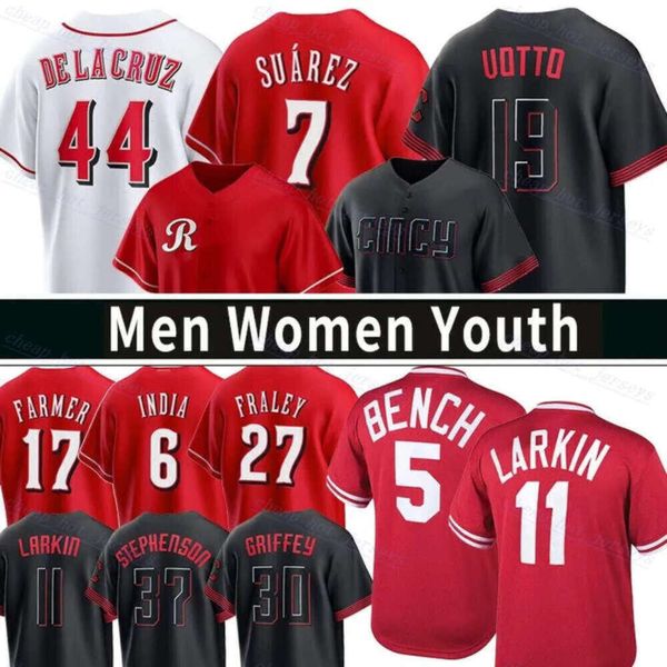 Custom Elly De La Cruz Baseball Jersey Ken Griffey Jonathan India Hunter Greene Johnny Bench Tyler Stephenson Spencer Steer City Connect Joe