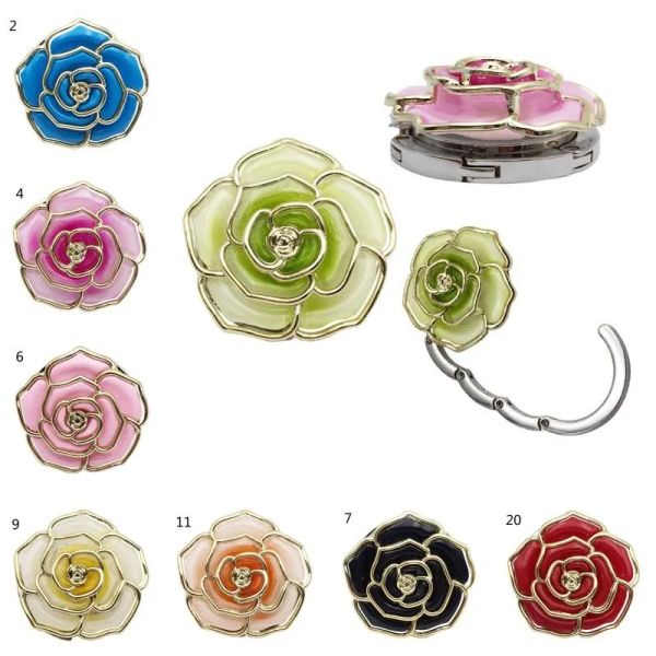 Rose Shape Foldable Bag Purse Hook Portable Rose Table Hook for Bag Creative Multiple Bag Desk Hanger heart Butterfly