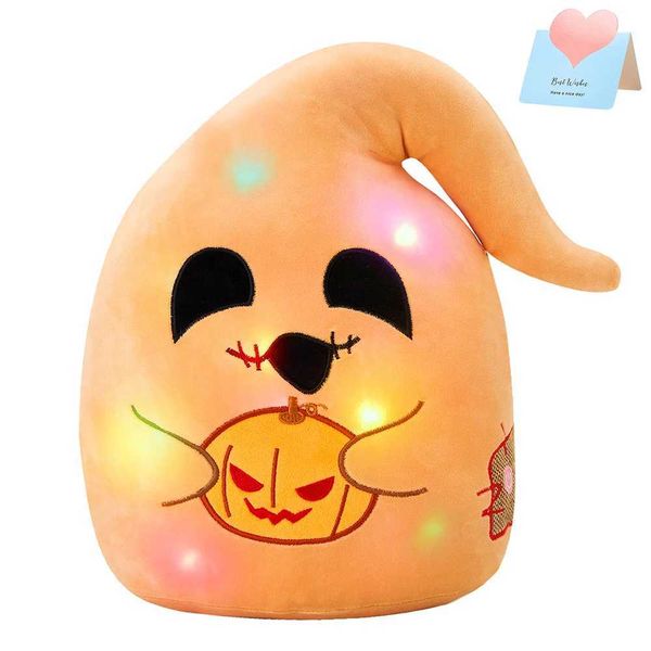 Plush Light - Up toys 30cm Halloween Plush Throw Pillow Pumpkin Ghost LED Glowing Stuffed Pumpkin Grimace Gift for Girls Kid Ornaments Prese