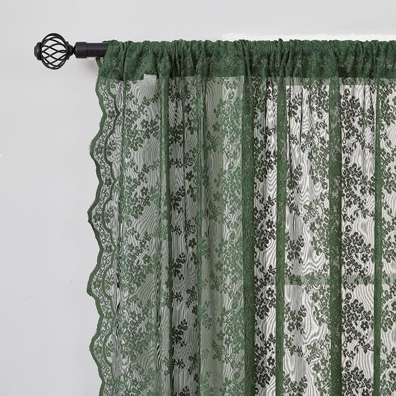 YL-37180 French green kitchen gauze curtain retro American light-transmitting French double-layer lace bedroom partition curtain bay window curtain