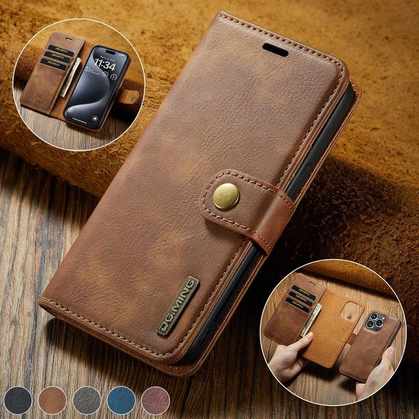 DG. Ming for iPhone 11 12 13 14 15 16 Pro Max Wallet Case Detachable Leather Magnetic Flip Cover Case Suitable for iPhone SE XS 7 8 Plus M24